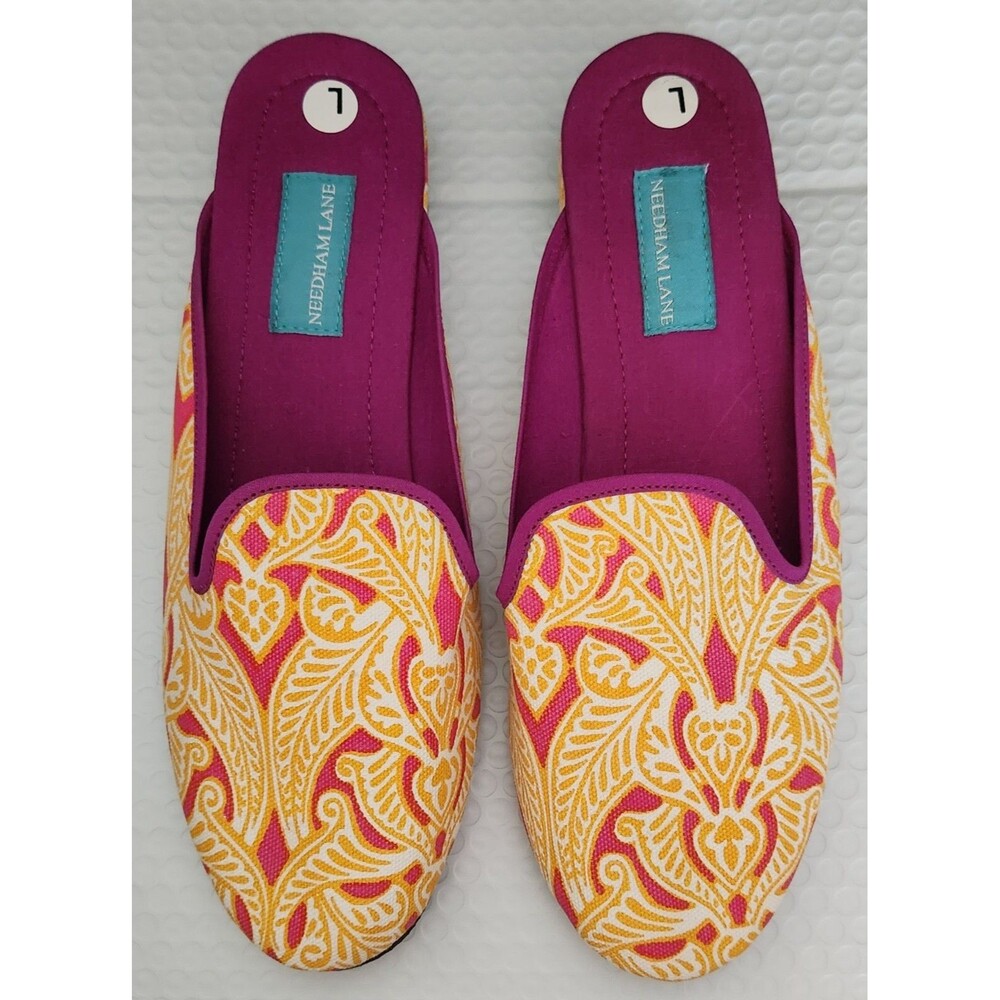 Needham Lane Women's Slippers Size L (10-11) Clare Fuchsia Orange Mules NEW